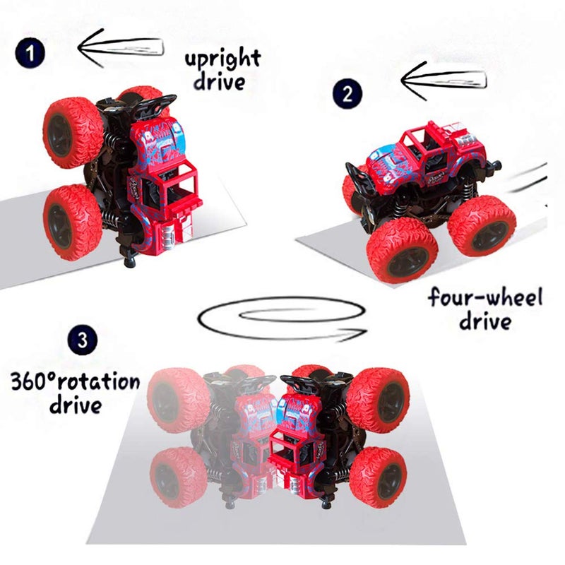 Lonandy Monster Truck Toys for Boys - Push and Go Inertia Stunt Car Toys for Toddlers Kids Age 3-8, Friction Powered Toy Cars Best Christmas Birthday Party Gift for Boys Girls 4 Pack - Image 3
